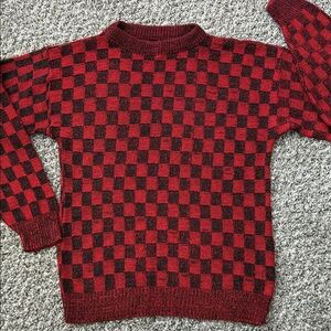 Vintage Red Checkered Sweater